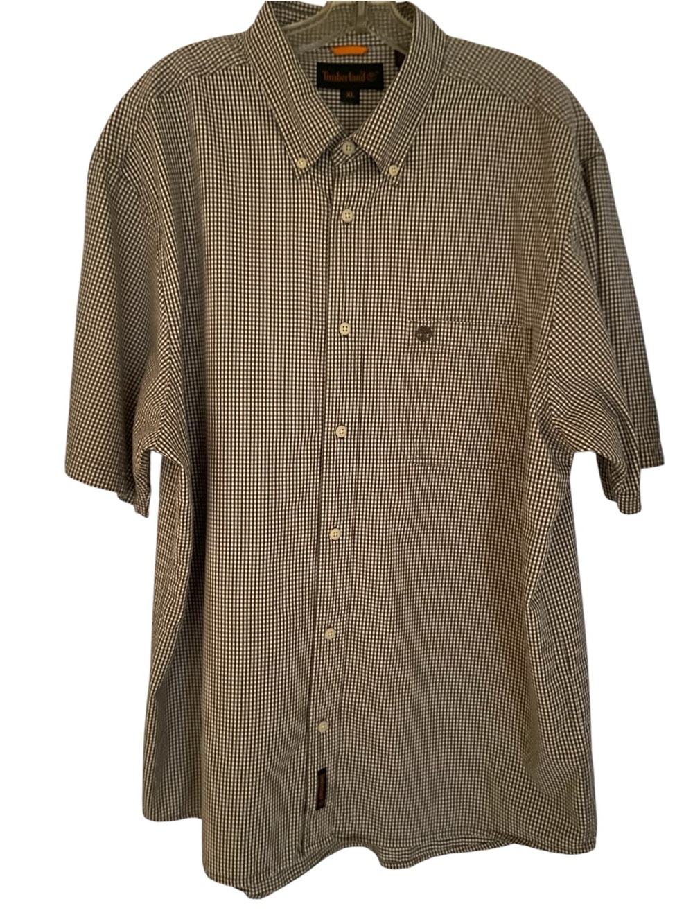 Timberland men’s vintage short-sleeve button-down shirt XL green/white checked